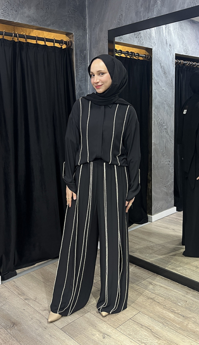 Si Design Oya Detaylı Gömlek BLACK - 3