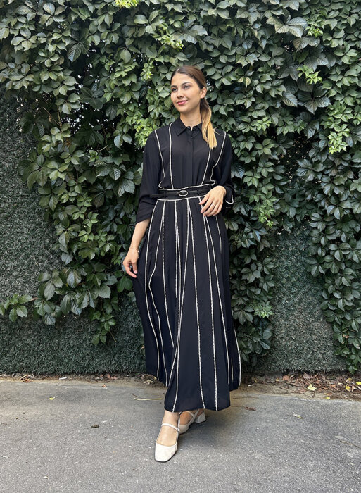 Si Design Oya Detaylı Kemerli Etek BLACK - 1