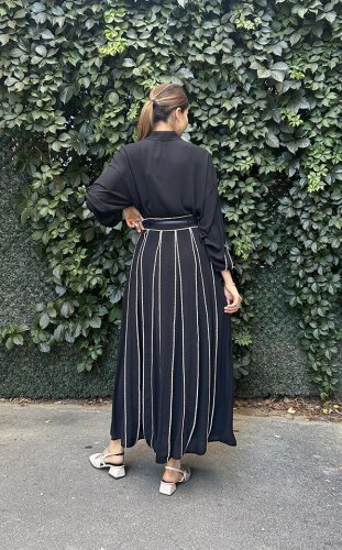 Si Design Oya Detaylı Kemerli Etek BLACK - 4