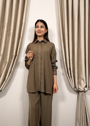 Si Design Zımba Detaylı Gömlek HAKİ