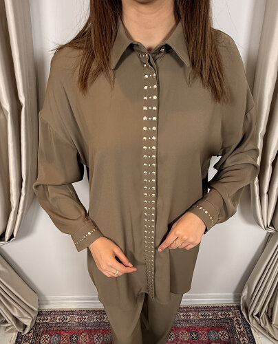 Si Design Zımba Detaylı Gömlek HAKİ - 4