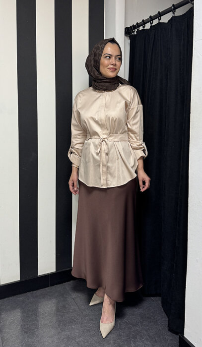 Si Desing Beli Kemerli Tunik BEJ - 2