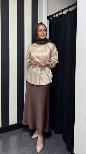 Si Desing Beli Kemerli Tunik BEJ - 1