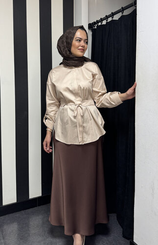 Si Desing Beli Kemerli Tunik BEJ - 4