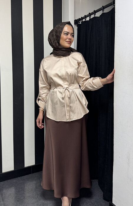 Si Desing Beli Kemerli Tunik BEJ - 4