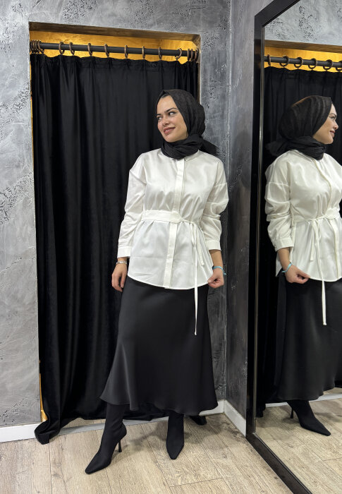 Si Desing Beli Kemerli Tunik EKRU - 2