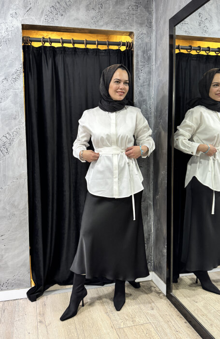 Si Desing Beli Kemerli Tunik EKRU - 3