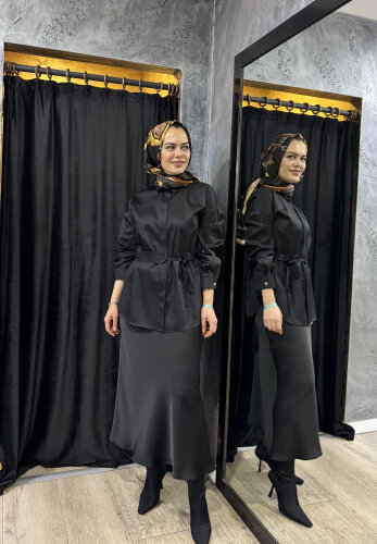 Si Desing Beli Kemerli Tunik SİYAH - 2