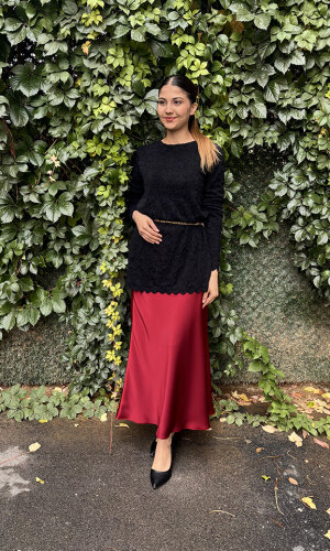 Si Desing Beli Kemerli Tunik SİYAH