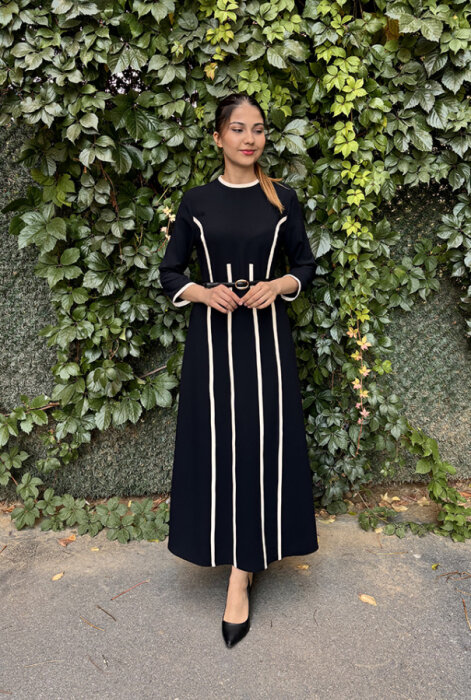 Si Desing Biyeli Elbise SİYAH - 1