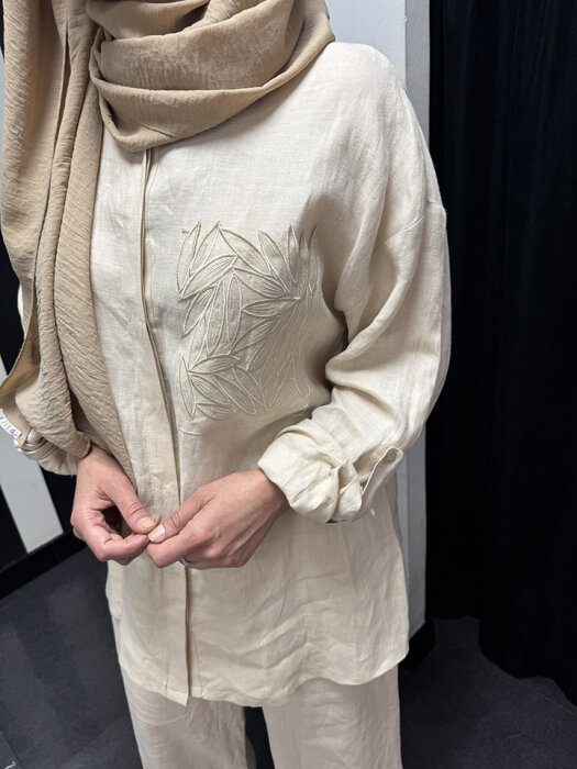 Si Desing Bol Paça Keten Pantolon BEJ - 4