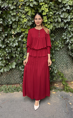 Si Desing Önü Dikişli Bluz BORDO - 3