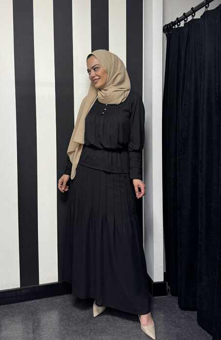 Si Desing Önü Dikişli Bluz SİYAH - 4