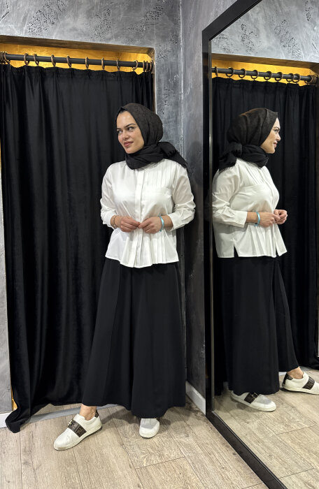 Si Desing Önü Fırfırlı Bluz EKRU - 1