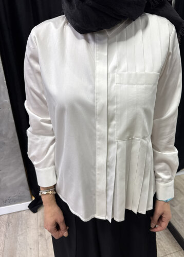 Si Desing Önü Fırfırlı Bluz EKRU - 3