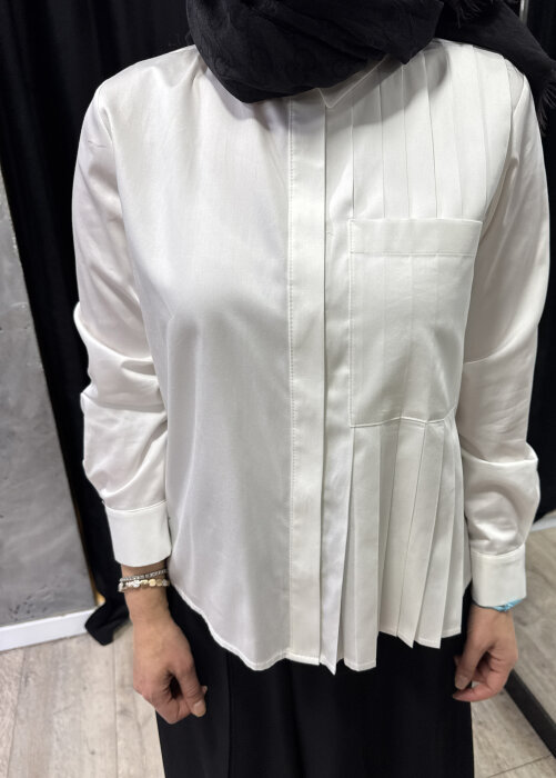 Si Desing Önü Fırfırlı Bluz EKRU - 3