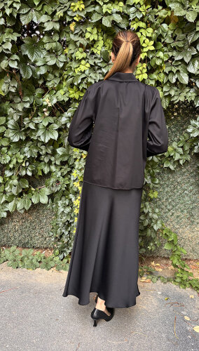 Si Desing Önü Fırfırlı Bluz SİYAH - 4