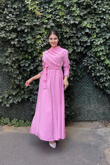 Sovera Tensel Elbise PEMBE - 3