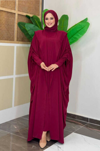 StudioNish Abaya Elbise Takım BORDO - STUDIO NİSH