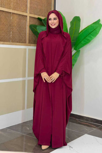 StudioNish Abaya Elbise Takım BORDO - 3