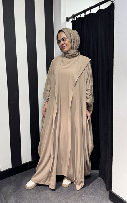 StudioNish Abaya Elbise Takım VİZON - 1