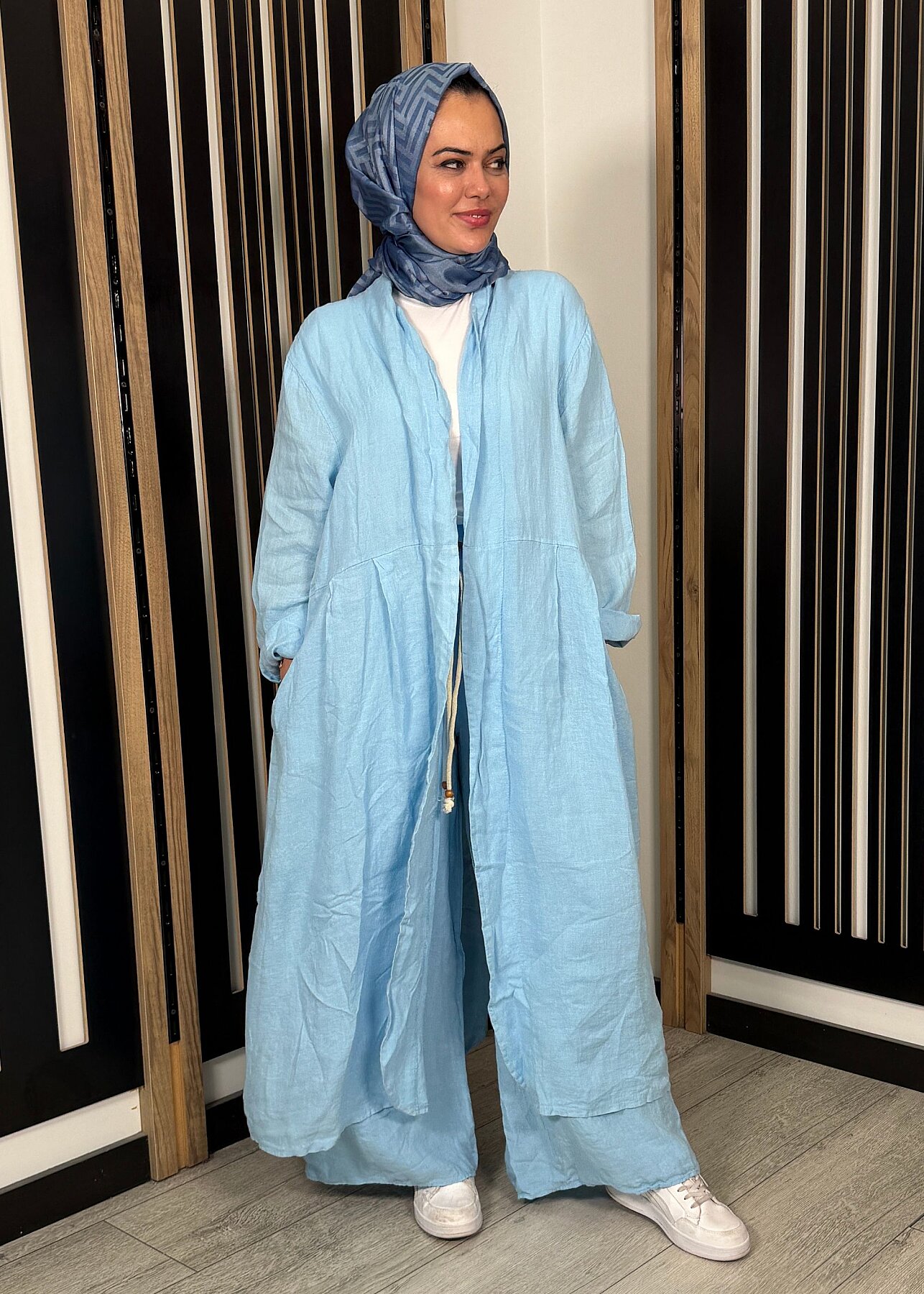 StudioNish Arkası Nakışlı Pantolon Takım MAVİ - 1
