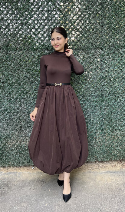 StudioNish Balon Elbise KAHVE - 2
