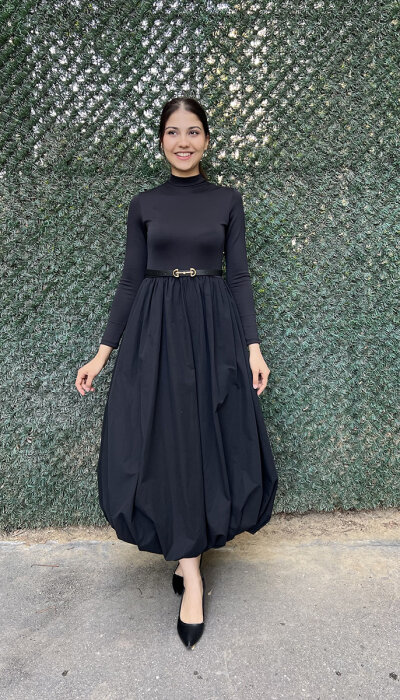 StudioNish Balon Elbise SİYAH - 1