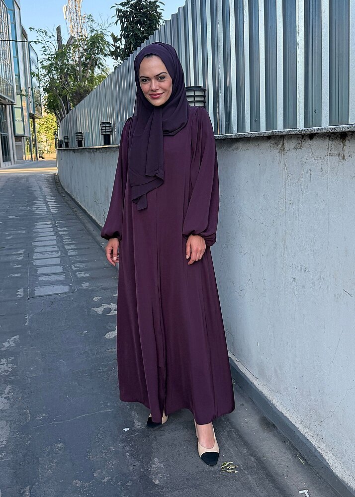 StudioNish Balon Kollu Şallı Ferace BORDO