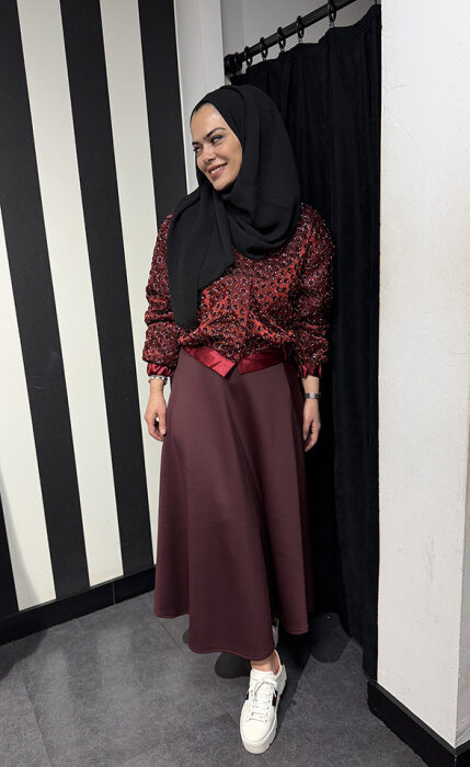 StudioNish Boncuklu Mini Ceket BORDO - 4