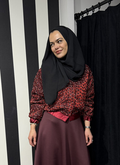 StudioNish Boncuklu Mini Ceket BORDO - 2