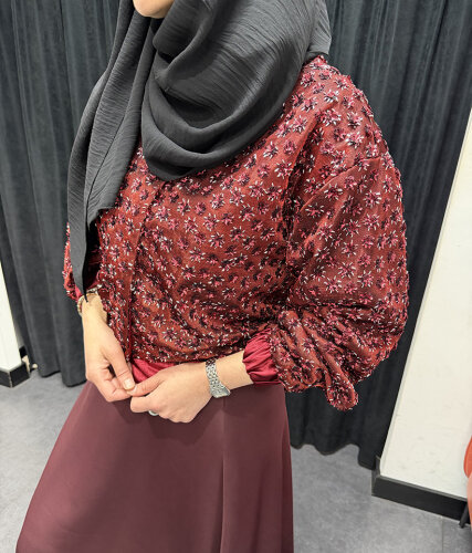 StudioNish Boncuklu Mini Ceket BORDO - 3