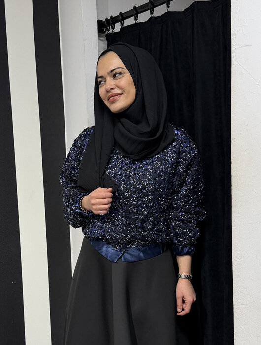 StudioNish Boncuklu Mini Ceket LACİVERT - 3