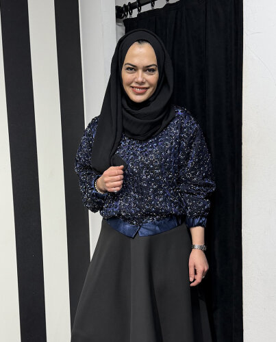 StudioNish Boncuklu Mini Ceket LACİVERT