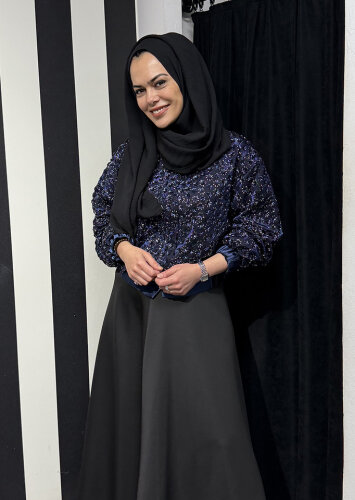 StudioNish Boncuklu Mini Ceket LACİVERT - 4