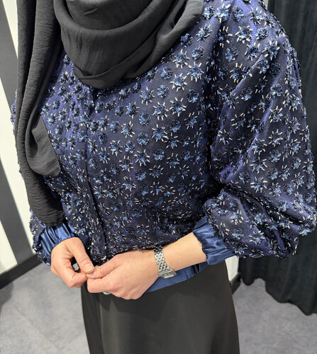 StudioNish Boncuklu Mini Ceket LACİVERT - 2