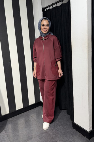 StudioNish Çift Fermuarlı Scuba Takım Burgonya