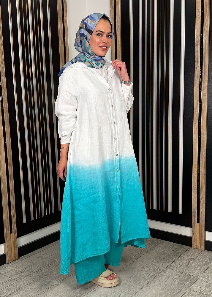 StudioNish Degradeli Pantalonlu Takım TURKUAZ - 3