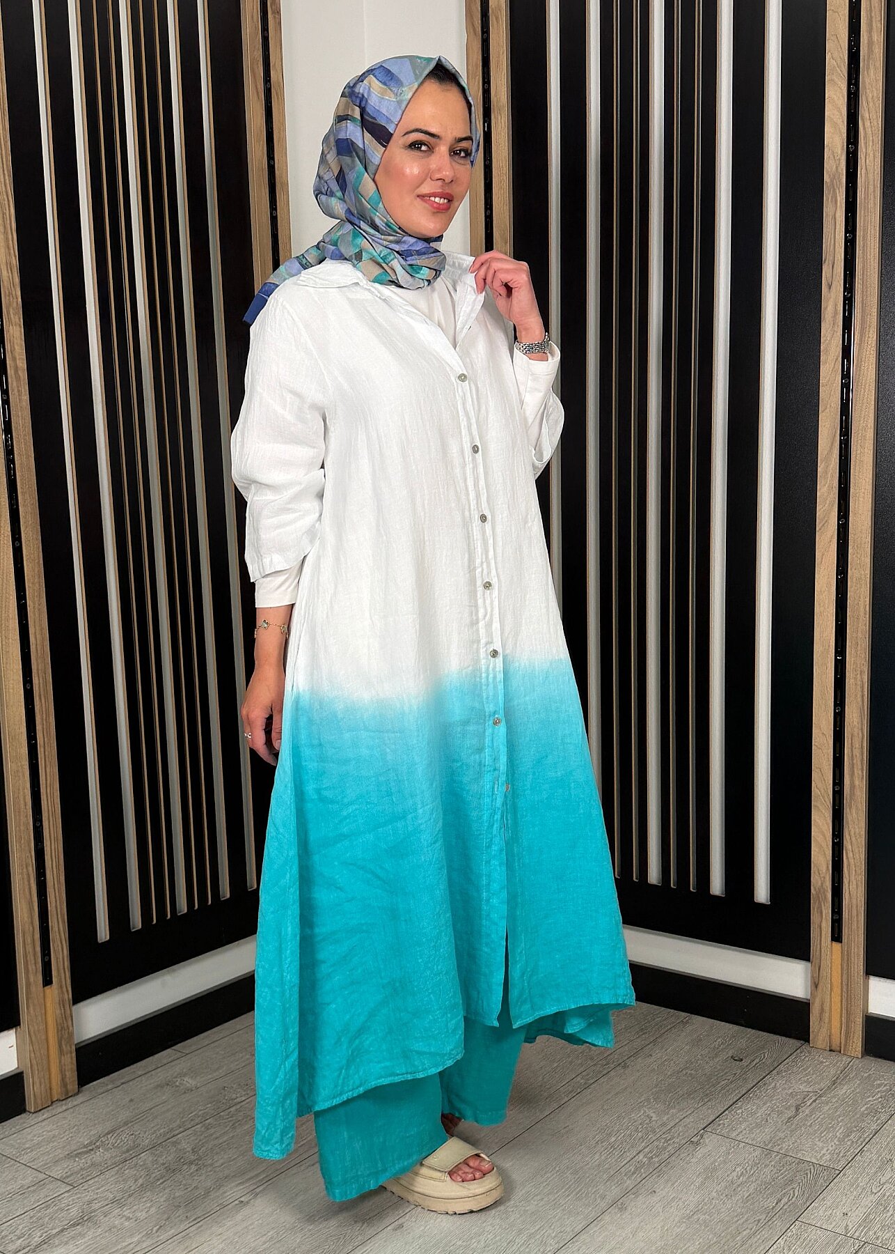 StudioNish Degradeli Pantalonlu Takım TURKUAZ - 3
