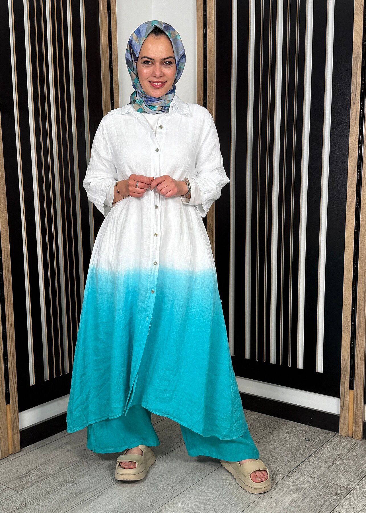 StudioNish Degradeli Pantalonlu Takım TURKUAZ - 5