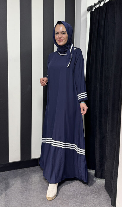 StudioNish Dokuma Şallı Elbise LACİVERT - 1