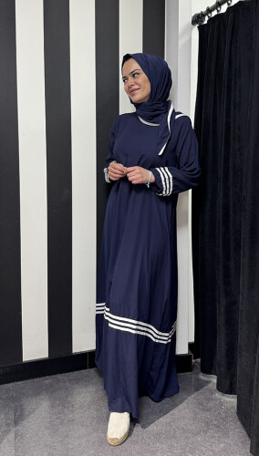 StudioNish Dokuma Şallı Elbise LACİVERT - 2