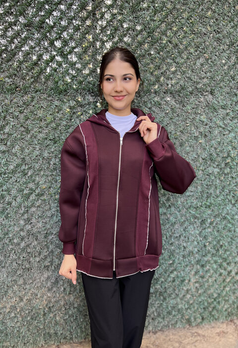 StudioNish Fırfır Detaylı Scuba Ceket BORDO - 2