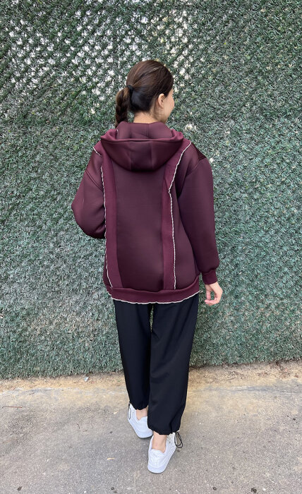 StudioNish Fırfır Detaylı Scuba Ceket BORDO - 4