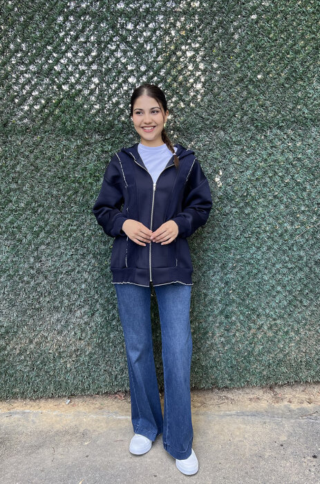 StudioNish Fırfır Detaylı Scuba Ceket LACİVERT - 3