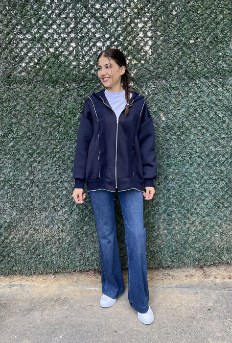 StudioNish Fırfır Detaylı Scuba Ceket LACİVERT - 4