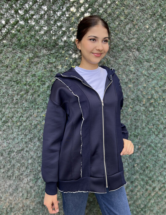 StudioNish Fırfır Detaylı Scuba Ceket LACİVERT - 2