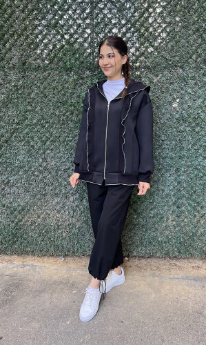 StudioNish Fırfır Detaylı Scuba Ceket SİYAH - 3