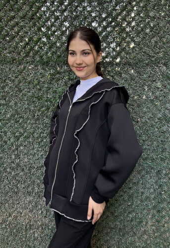 StudioNish Fırfır Detaylı Scuba Ceket SİYAH - 4