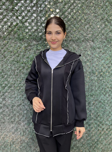 StudioNish Fırfır Detaylı Scuba Ceket SİYAH - 2